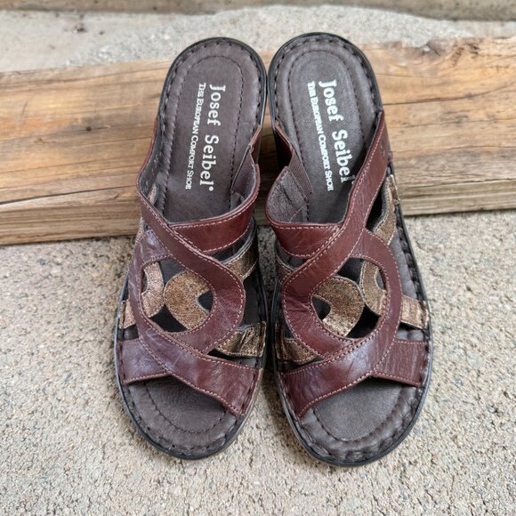 JOSEF SEIBEL BROWN LEATHER SANDALS WOMEN'S US SIZE 6 (EU SIZE 36) COMFORT SHOE - Picture 12 of 13